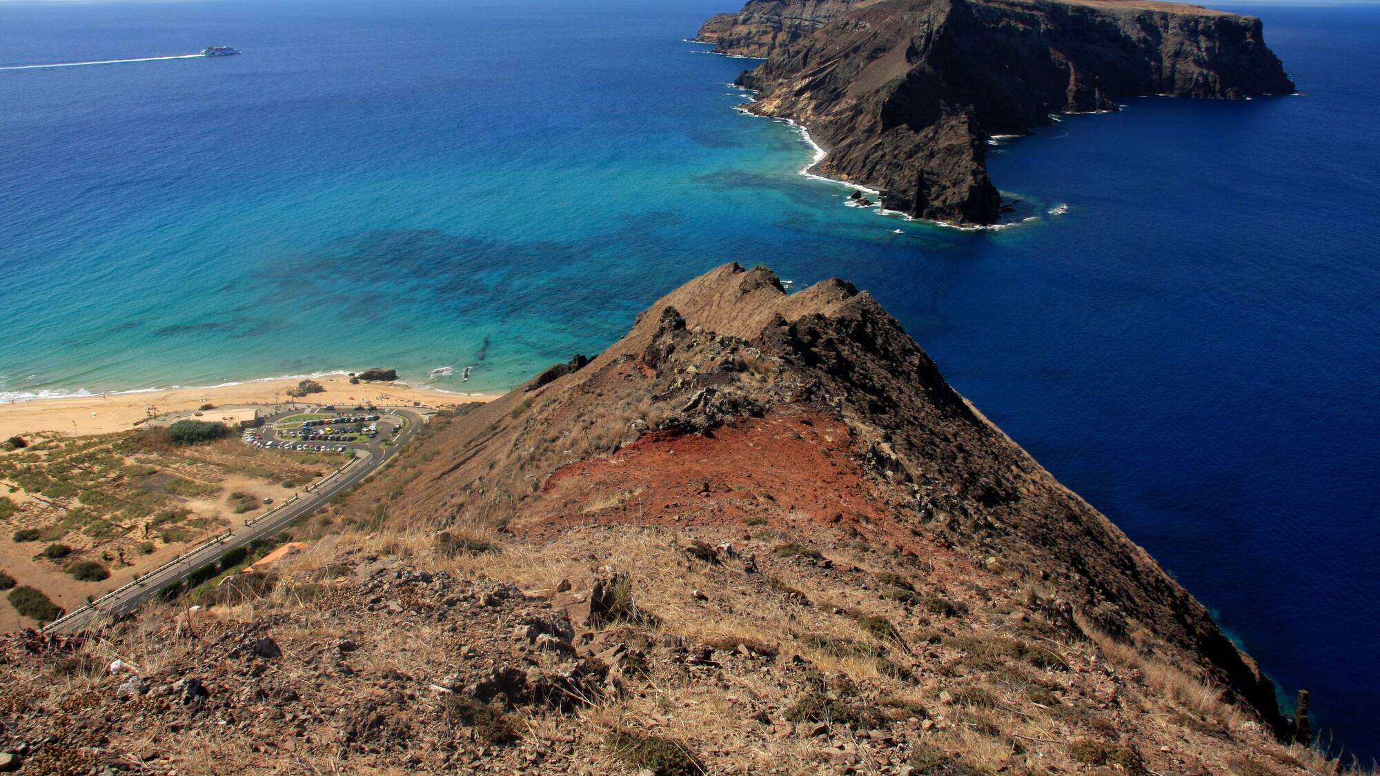Calheta beach and Ilheu de Baixo island, Madeira Islands, Portugal